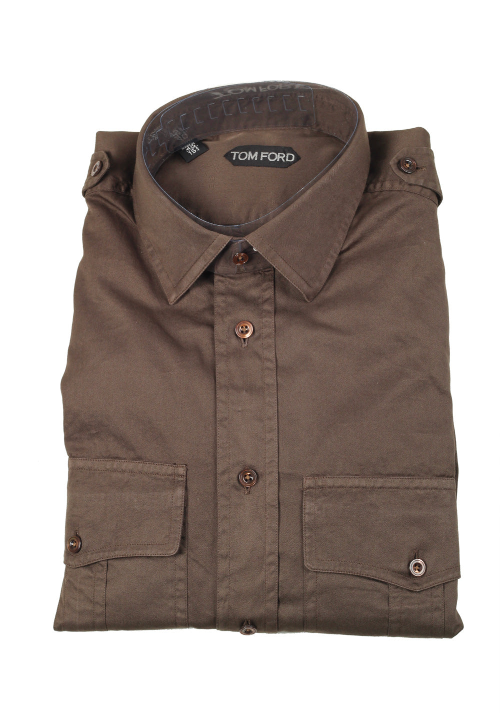 TOM FORD Solid Brown Casual Shirt Size 40 / 15,75 U.S.