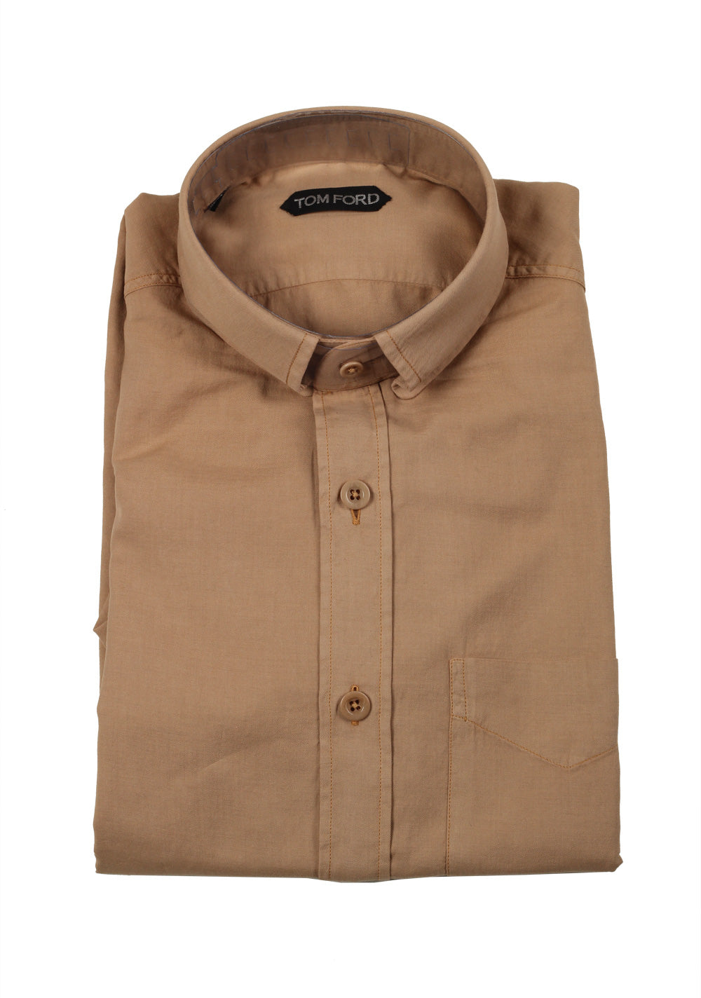 TOM FORD Solid Beige Casual Shirt Size 41 / 16 U.S.