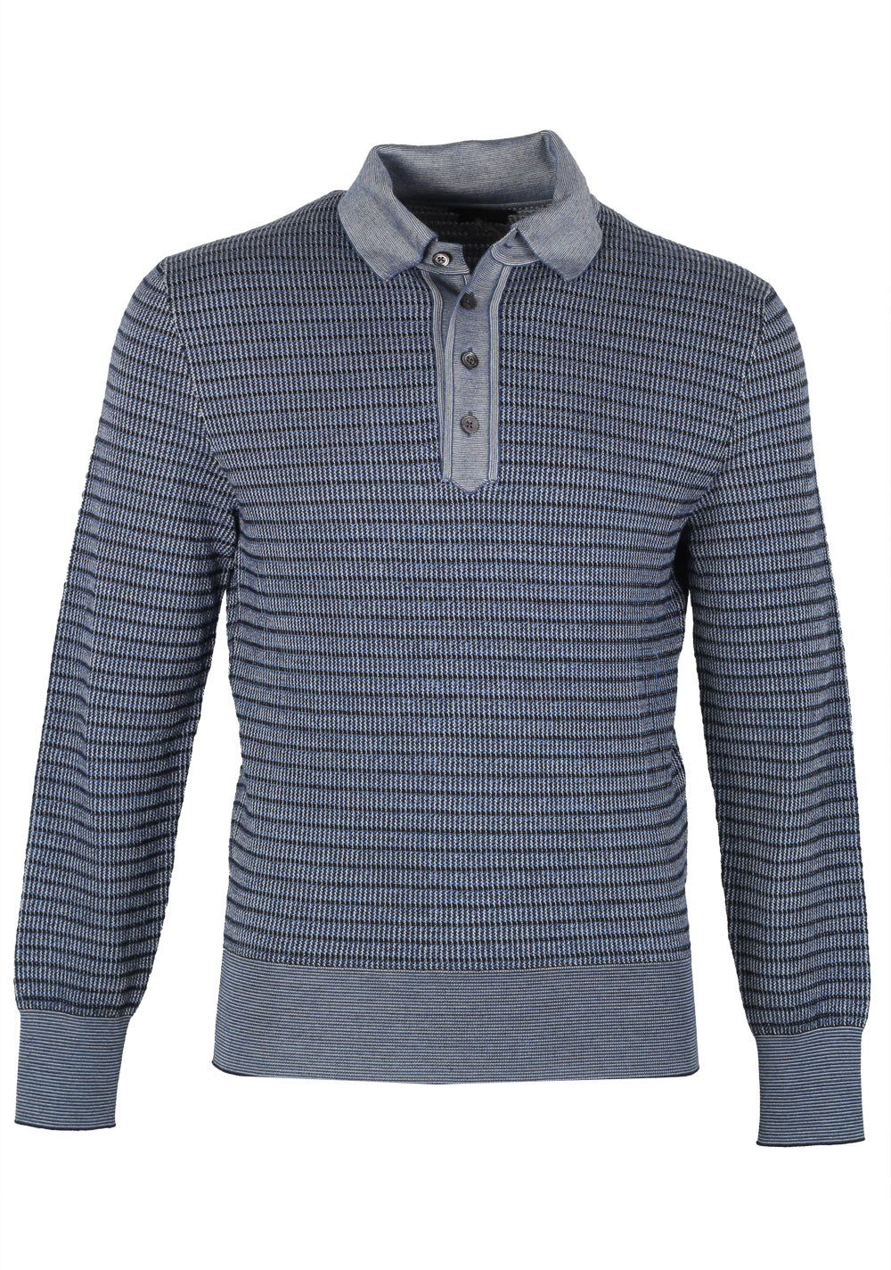 TOM FORD Blue Long Sleeve Polo Sweater Size 48 / 38R U.S. In Wool Silk