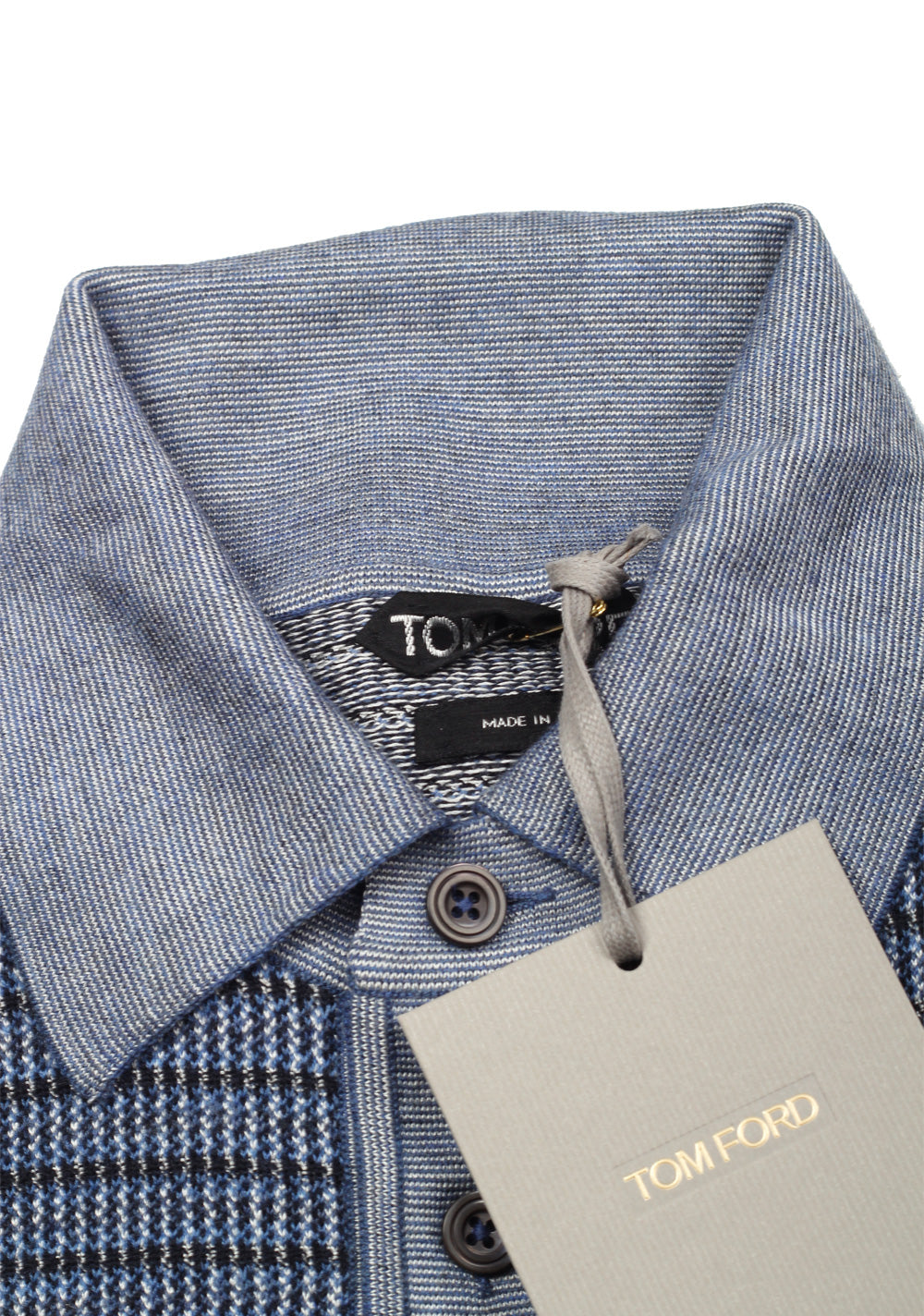 TOM FORD Blue Long Sleeve Polo Sweater Size 48 / 38R U.S. In Wool Silk