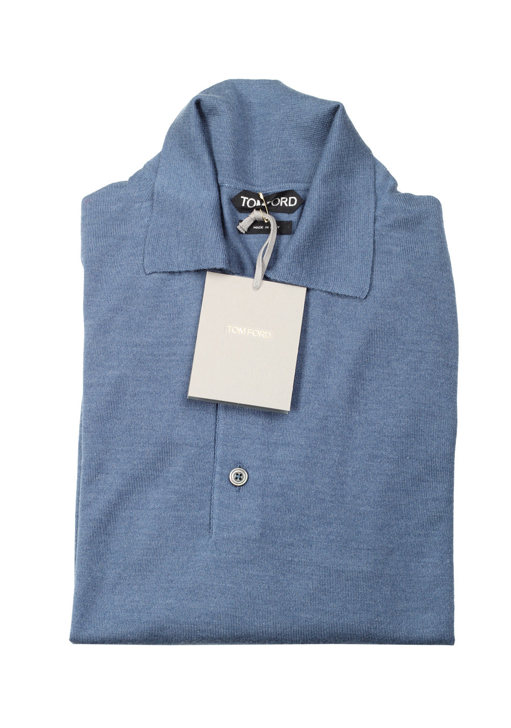 TOM FORD Blue Long Sleeve Polo Sweater Size 48 / 38R U.S. In Cashmere Silk