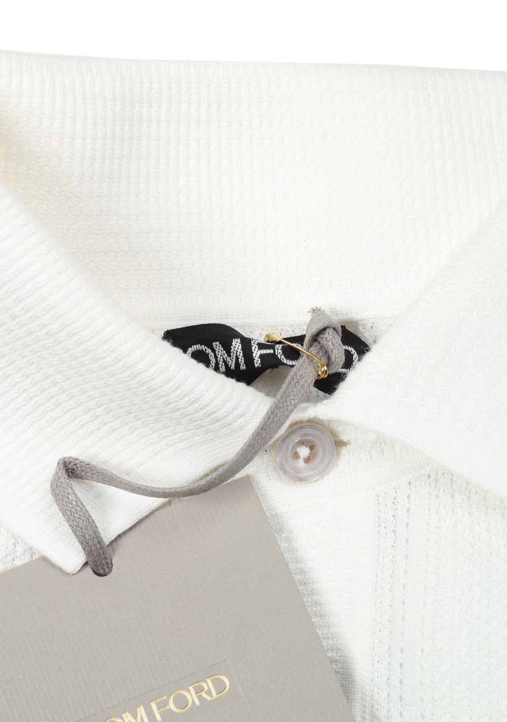 TOM FORD White Long Sleeve Polo Sweater Size 48 / 38R U.S. In Cotton