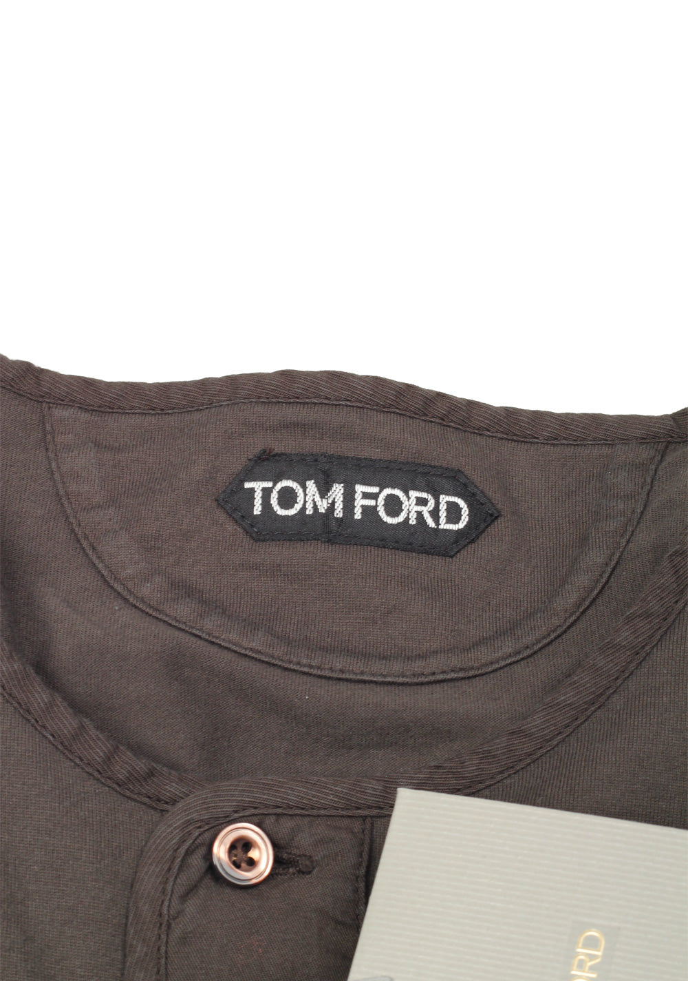 TOM FORD Green Short Sleeve Henley T-Shirt Size 48 / 38R U.S. In Cotton
