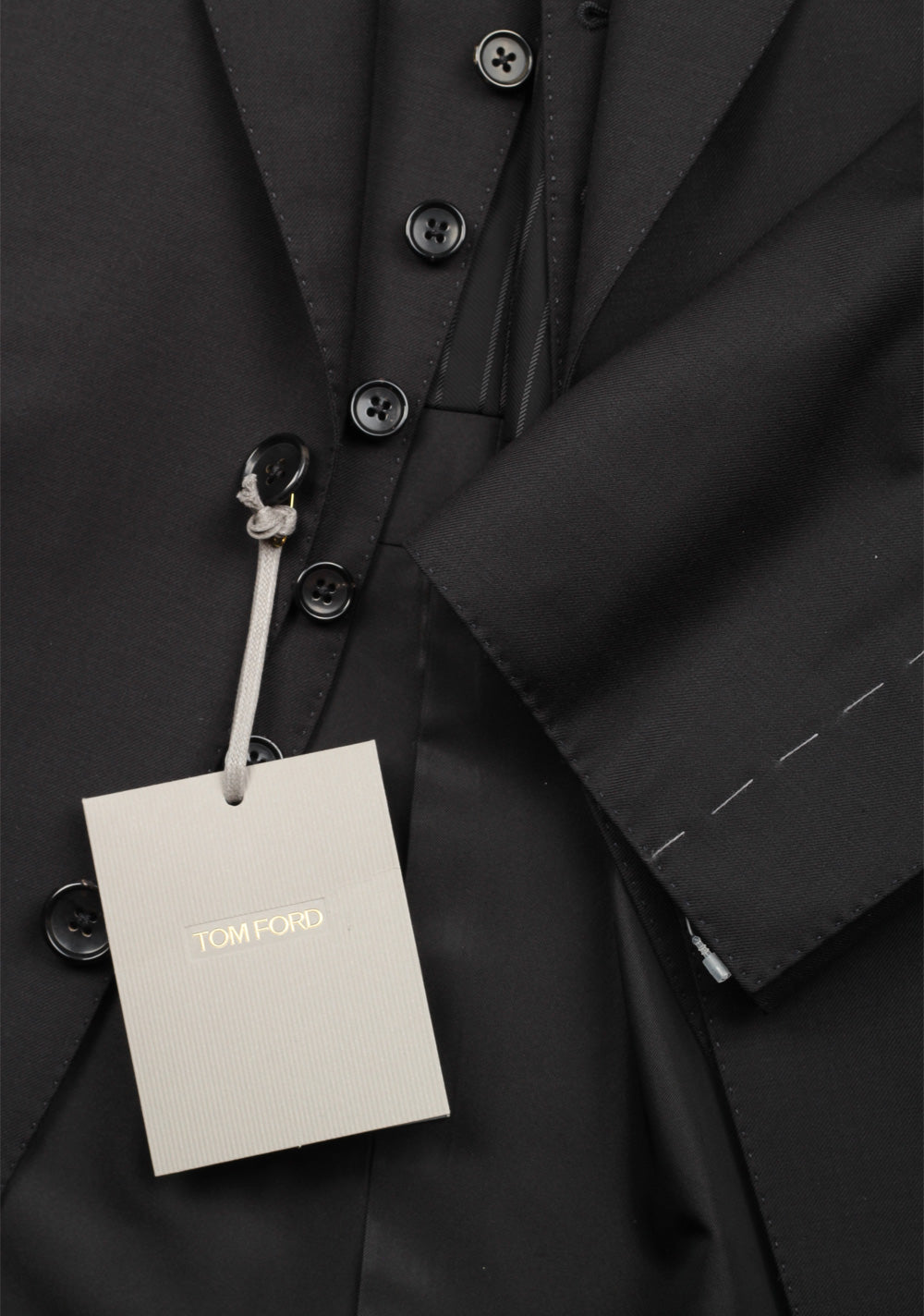 TOM FORD Windsor Black 3 Piece Suit Size 56L / 46L U.S. Wool Fit A