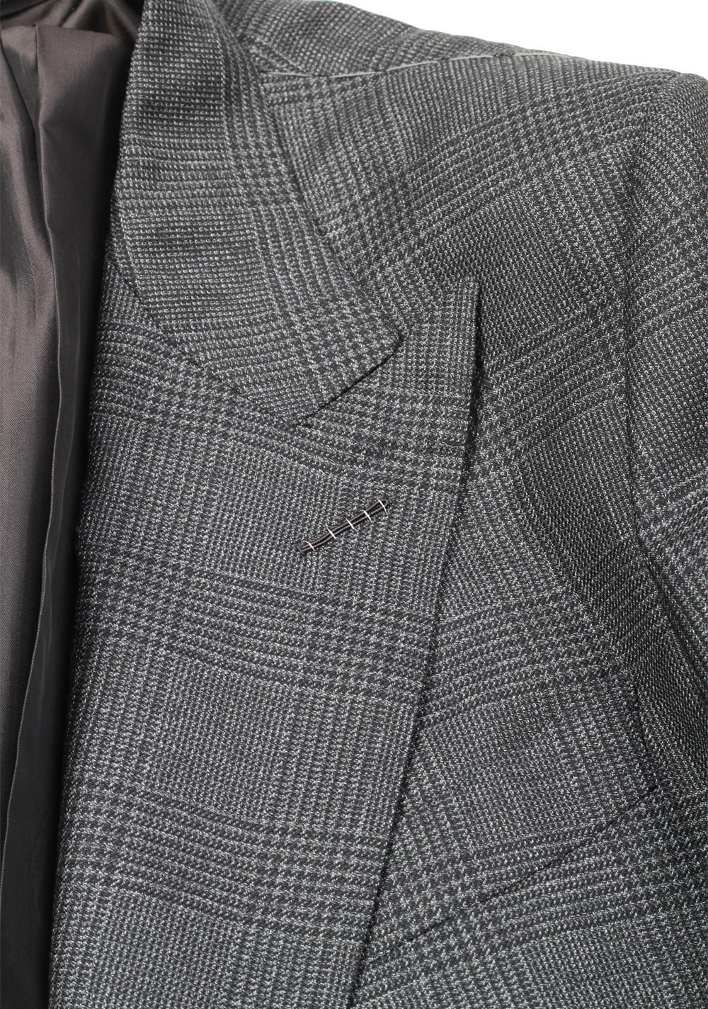 TOM FORD Shelton Checked Double Breasted Gray Suit Size 48 / 38R U.S. In Mohair Wool