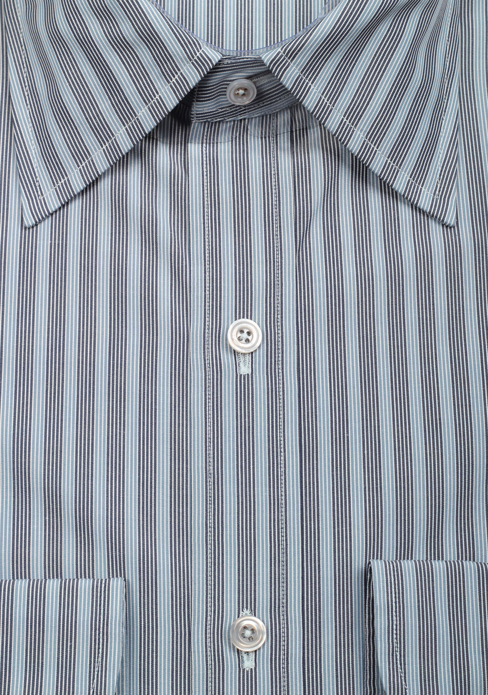 TOM FORD Striped Blue High Collar Dress Shirt Size 40 / 15,75 U.S.