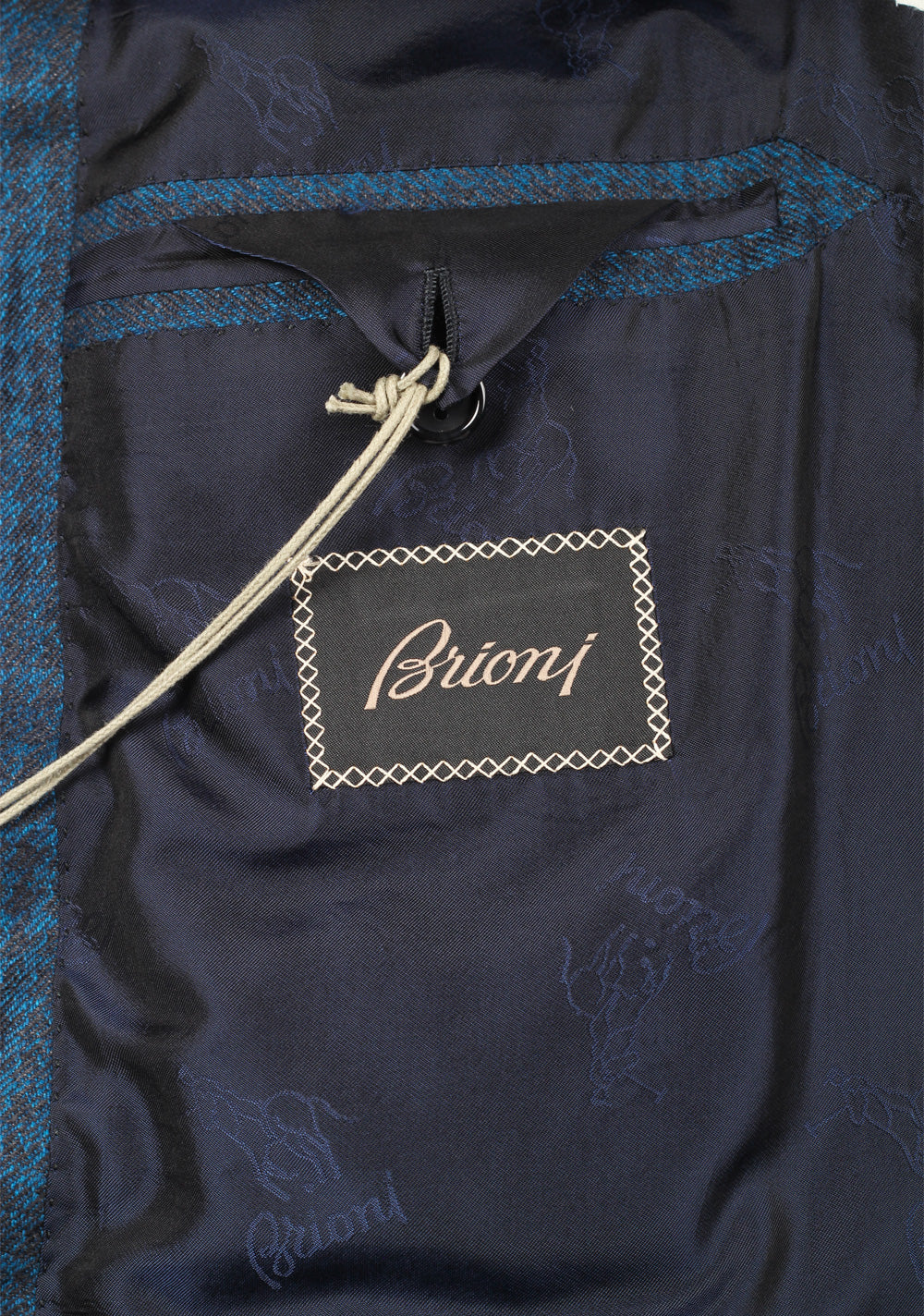 Brioni Brunico Checked Blue Sport Coat Size 52 / 42R U.S. In Silk Cashmere