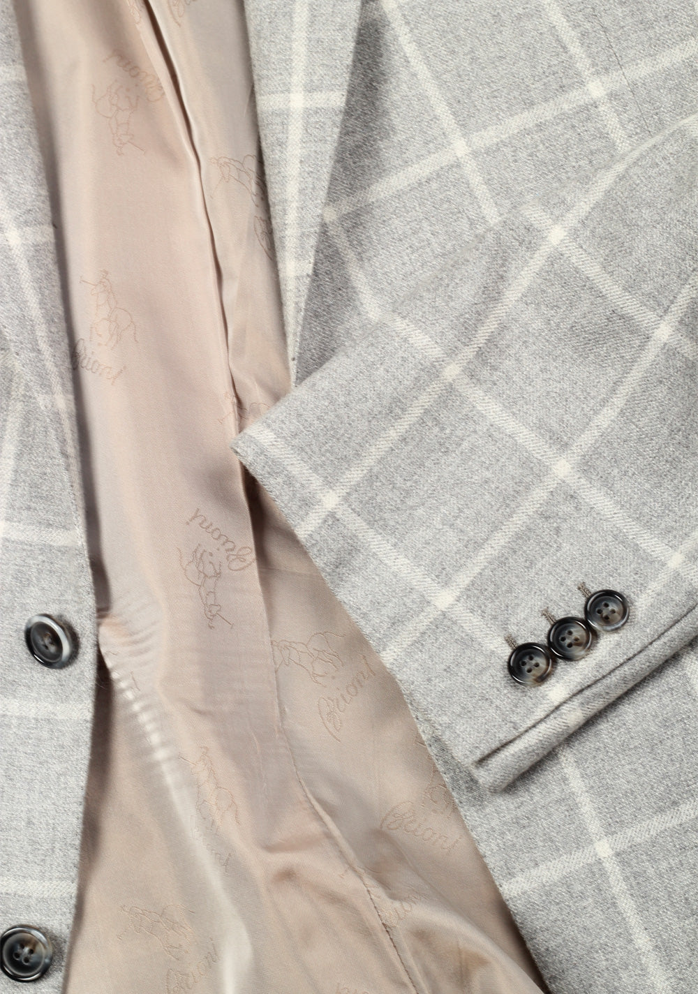 Brioni Colosseo Checked Gray Sport Coat Size 54 / 44R U.S. In Cashmere Wool Silk