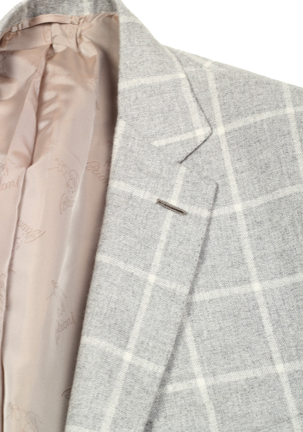 Brioni Colosseo Checked Gray Sport Coat Size 54 / 44R U.S. In Cashmere Wool Silk