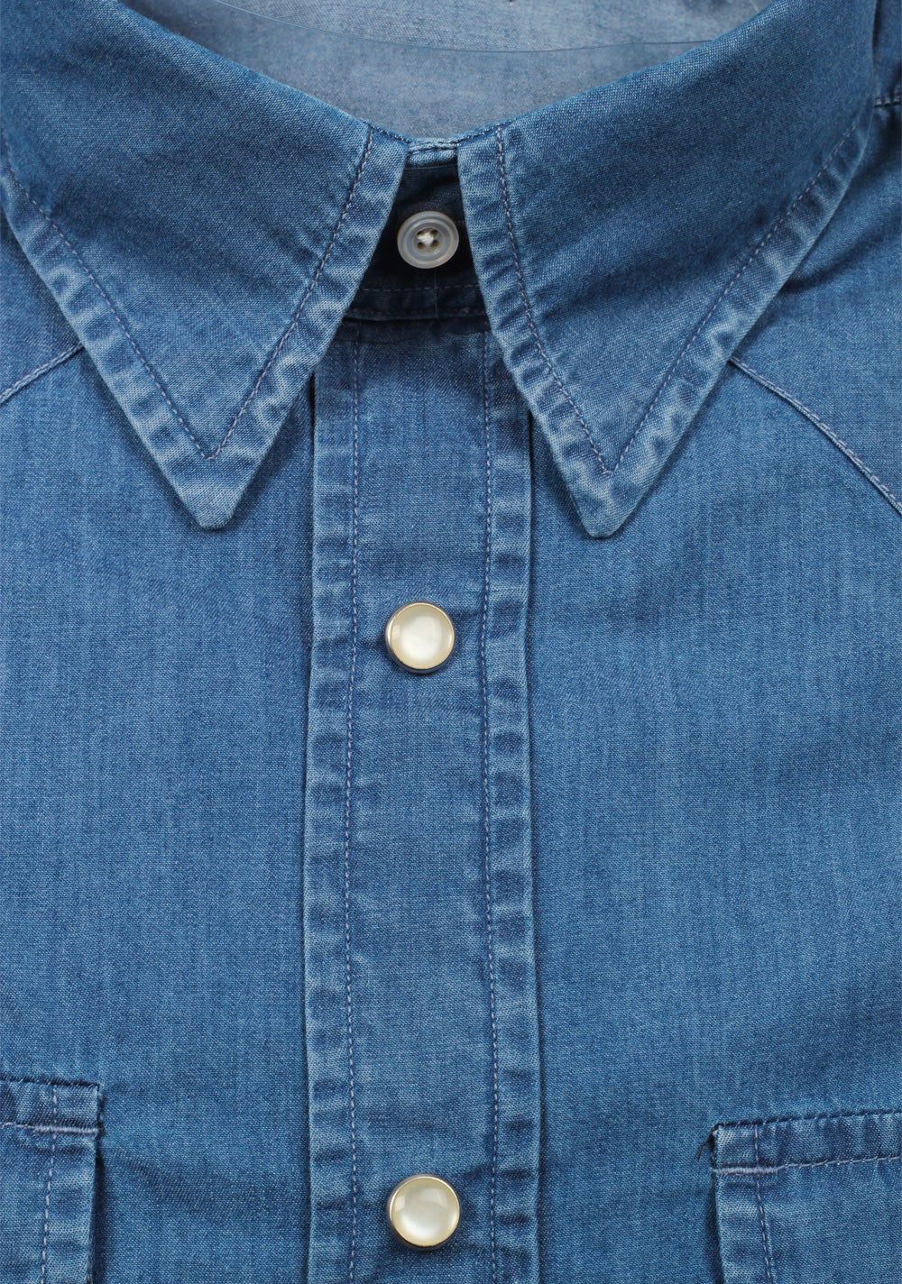 TOM FORD Solid Blue Denim Western Casual Shirt Size 40 / 15,75 U.S.
