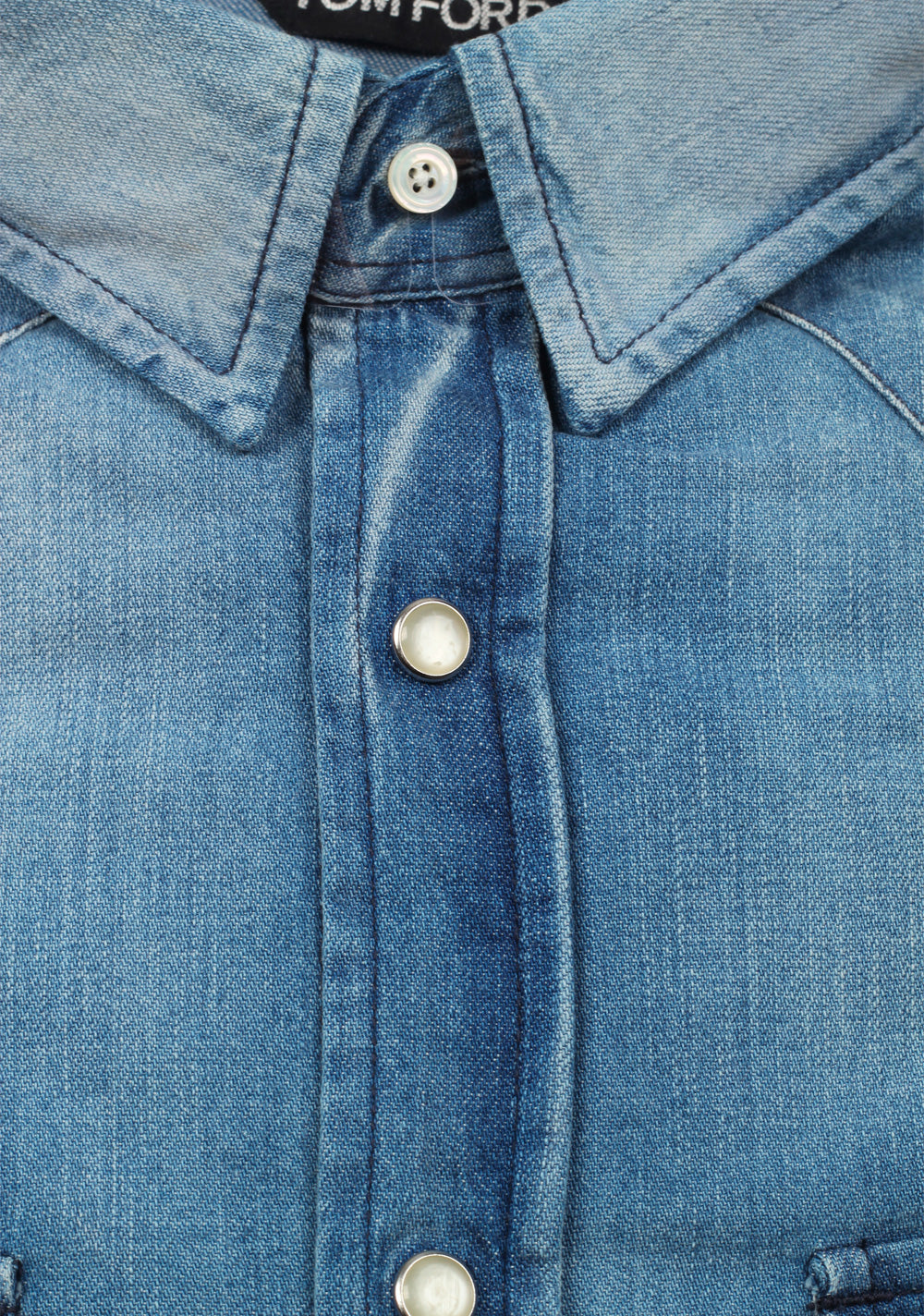 TOM FORD Solid Blue Denim Western Casual Size 40 / 15,75 U.S.