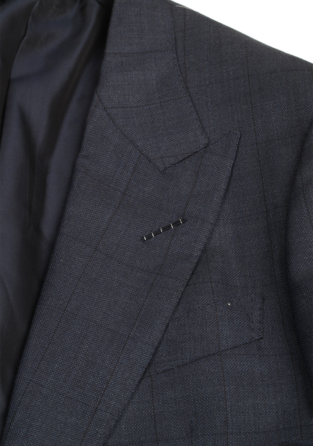 TOM FORD Shelton Checked Blue Suit Size 48 / 38R U.S. In Wool Silk