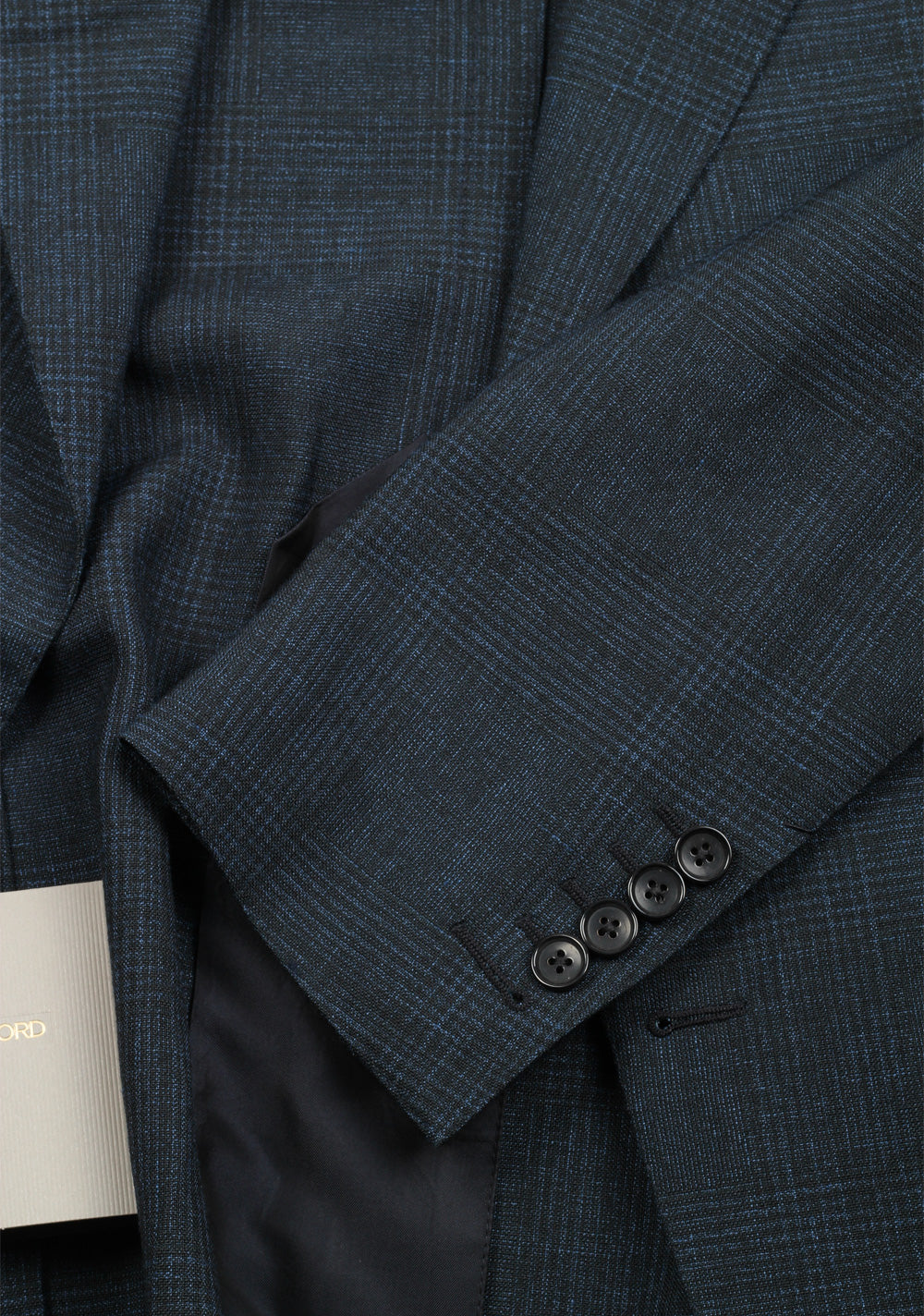 TOM FORD Shelton Checked Blue Sport Coat Size 48 / 38R U.S. In Mohair Linen