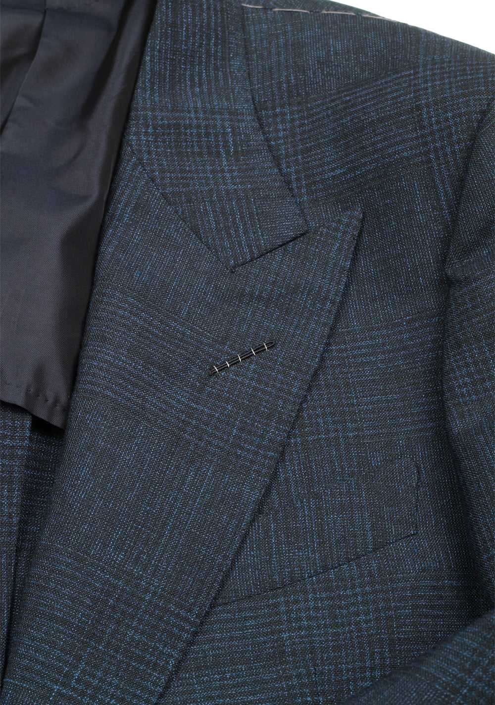 TOM FORD Shelton Checked Blue Sport Coat Size 48 / 38R U.S. In Mohair Linen