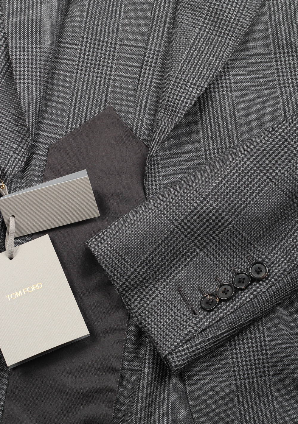 TOM FORD Shelton Checked Gray Sport Coat Size 48 / 38R U.S. In Wool Silk