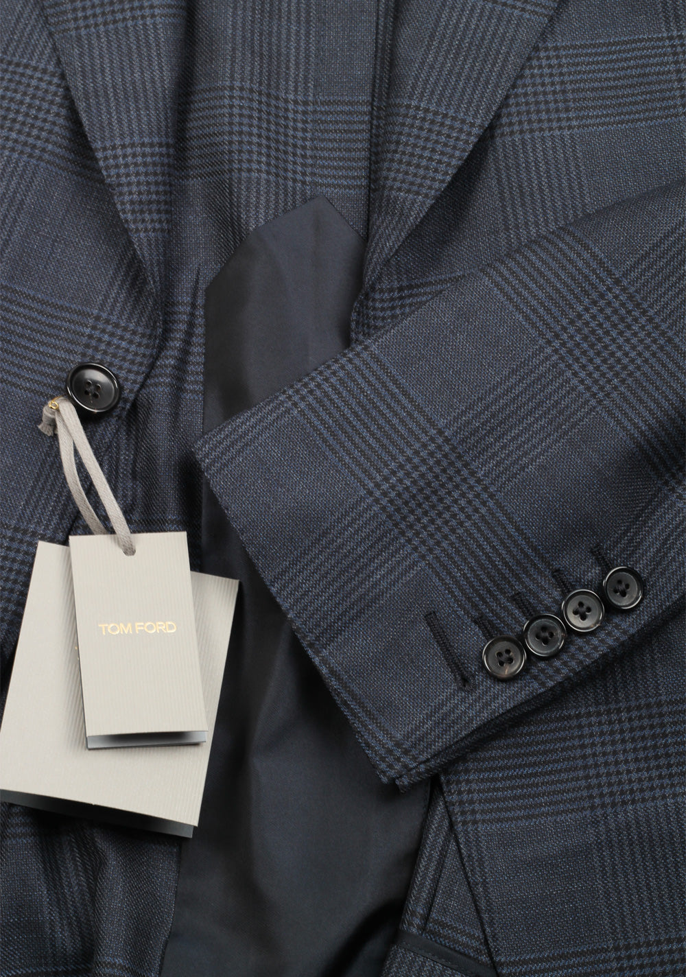 TOM FORD Shelton Checked Blue Sport Coat Size 48 / 38R U.S. In Wool Silk