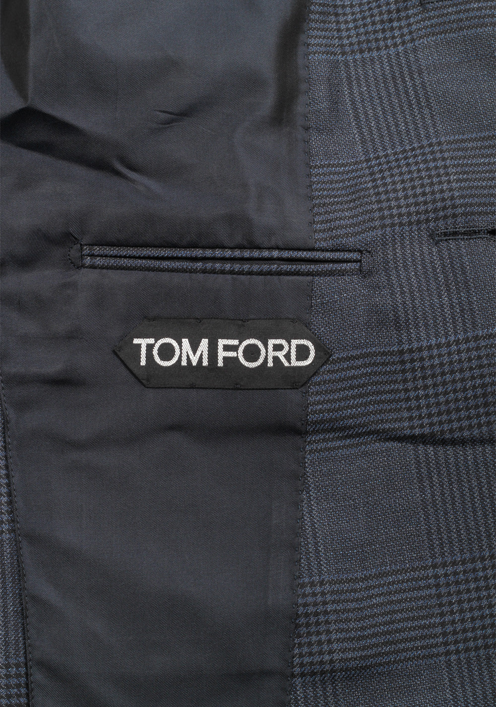 TOM FORD Shelton Checked Blue Sport Coat Size 48 / 38R U.S. In Wool Silk