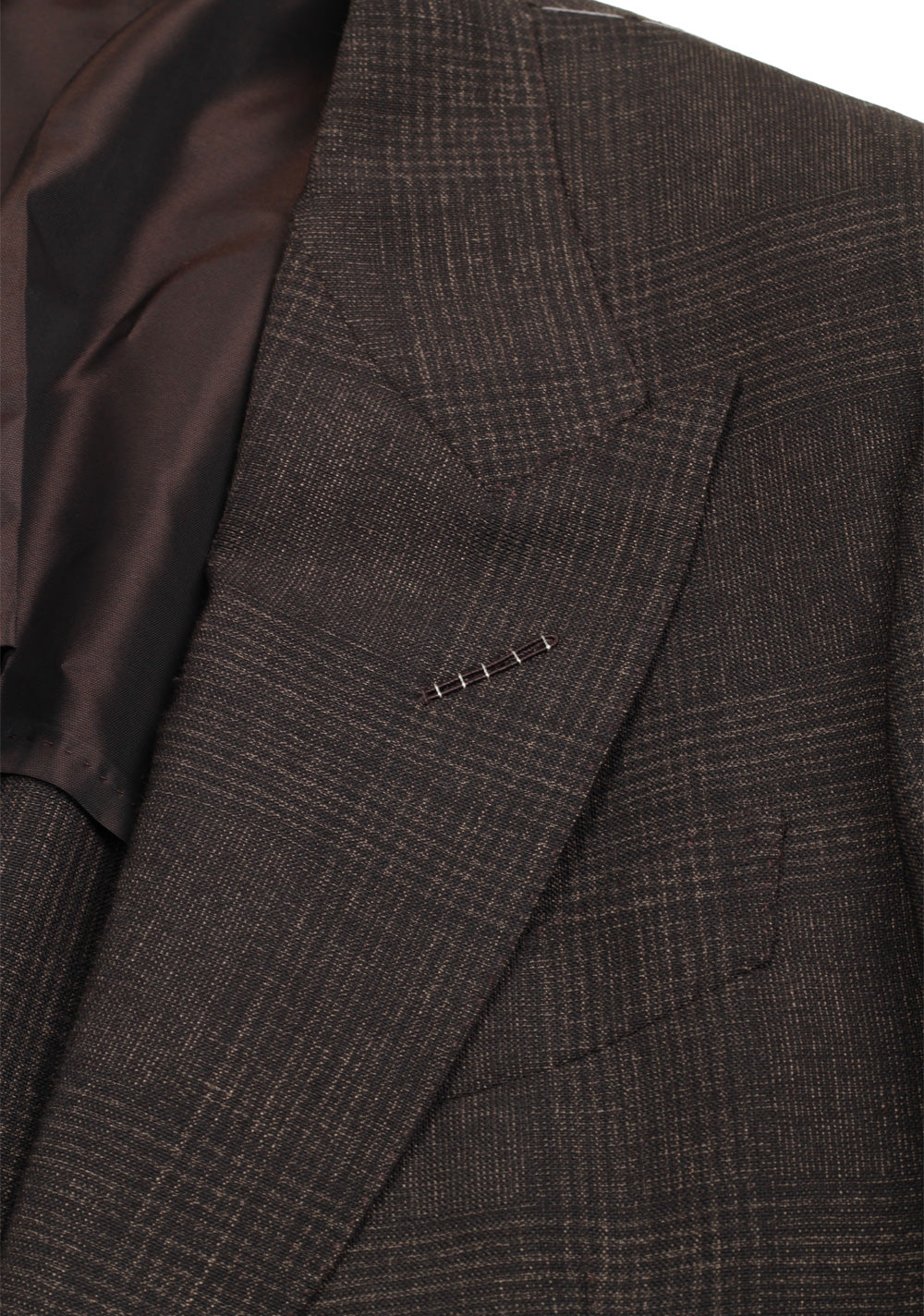TOM FORD Shelton Checked Brown Sport Coat Size 48 / 38R U.S. In Mohair Linen