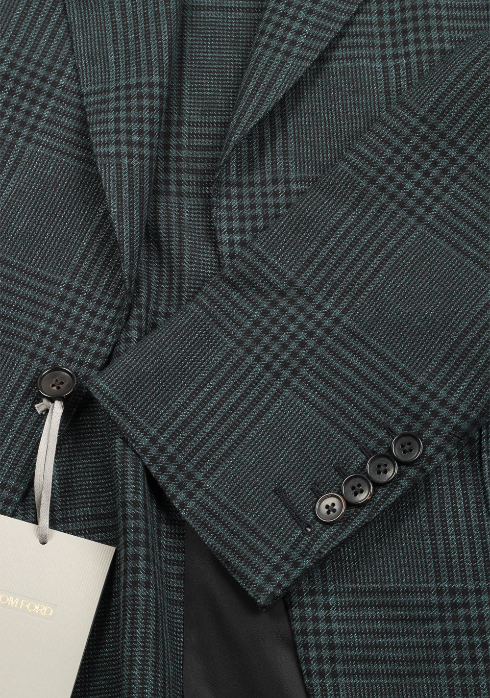 TOM FORD Shelton Checked Green Suit Size 48 / 38R U.S. In Linen Wool Silk