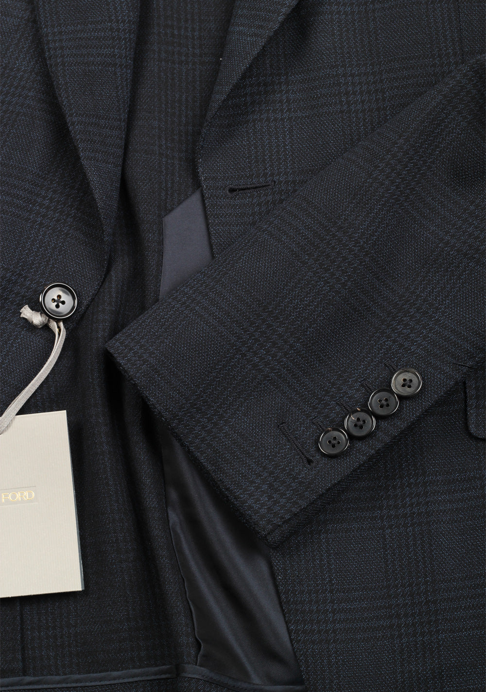 TOM FORD Shelton Checked Blue Suit Size 48 / 38R U.S. In Wool