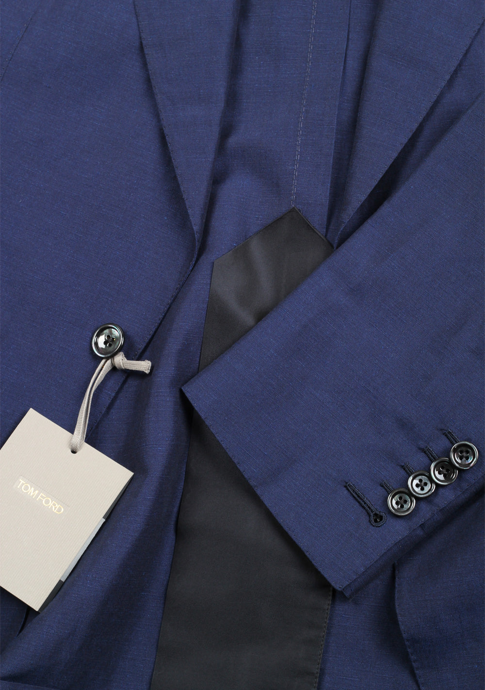 TOM FORD Shelton Blue Suit Size 48 / 38R U.S. In Linen Silk