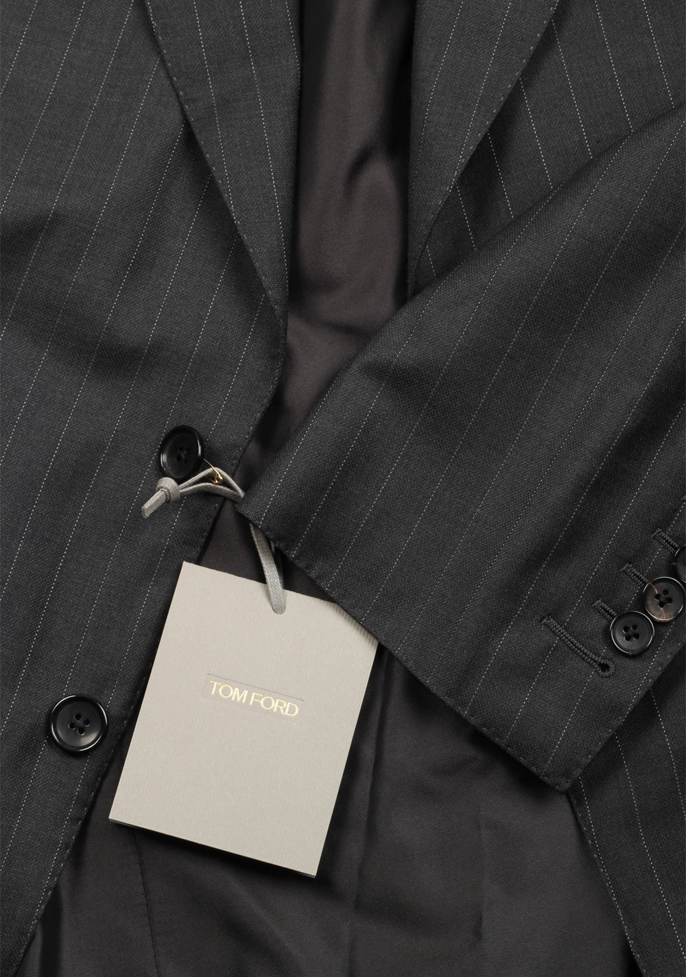 TOM FORD Shelton Striped Gray Suit Size 48 / 38R U.S. In Wool Silk