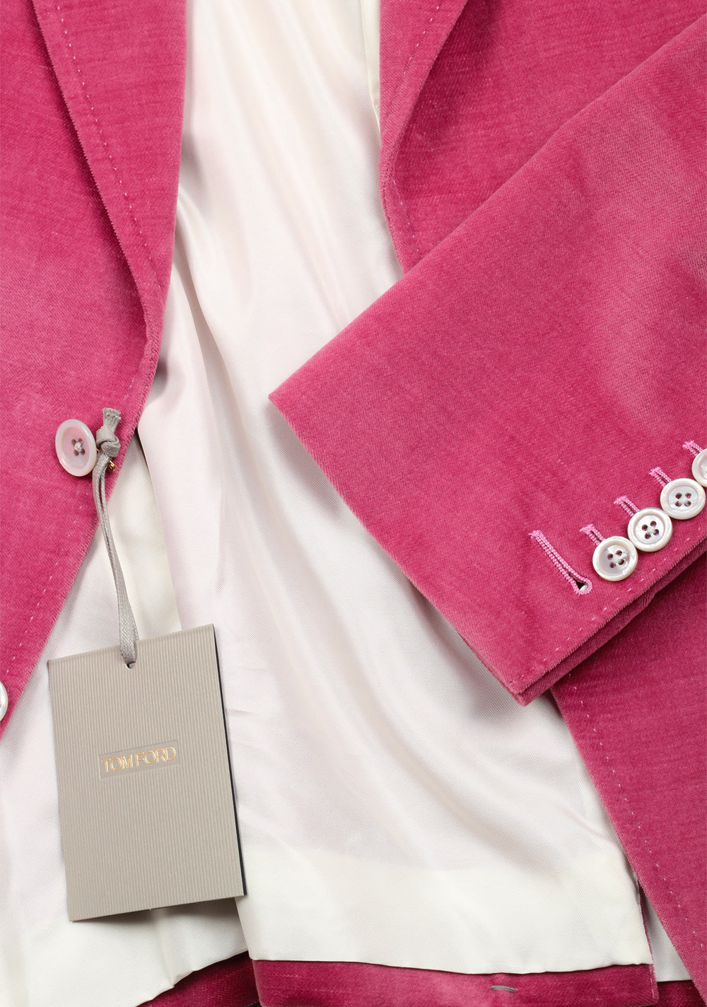 TOM FORD Shelton Pink Velvet Suit Size 48 / 38R U.S. In Cotton Linen
