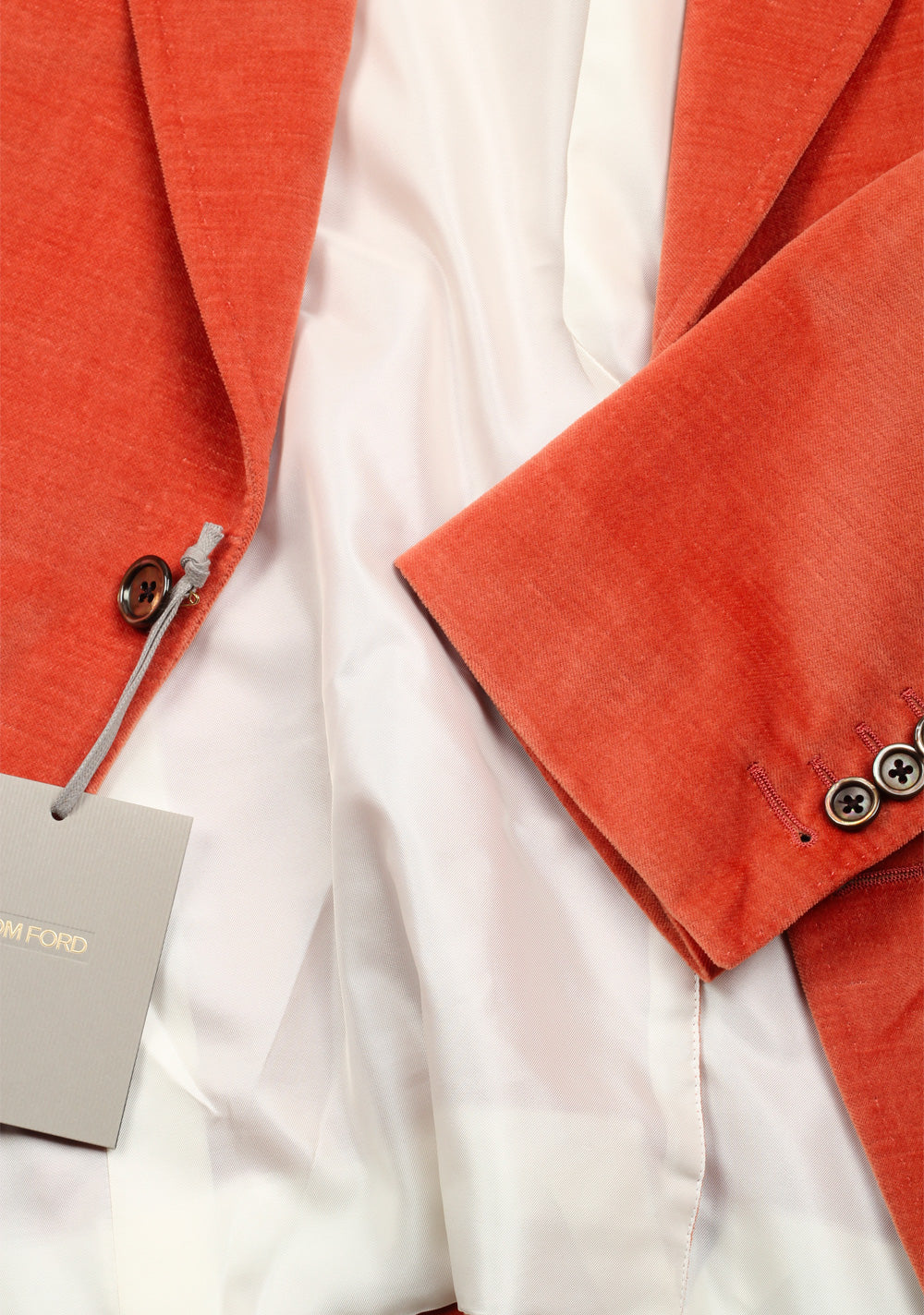 TOM FORD Shelton Orange Velvet Suit Size 48 / 38R U.S. In Cotton Linen