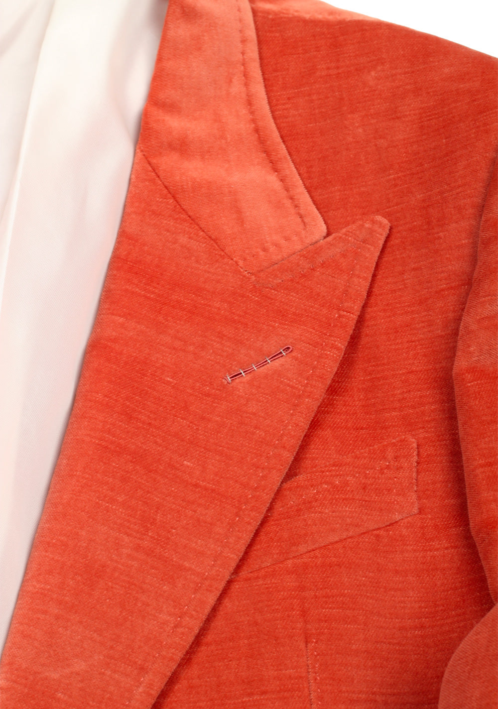 TOM FORD Shelton Orange Velvet Suit Size 48 / 38R U.S. In Cotton Linen
