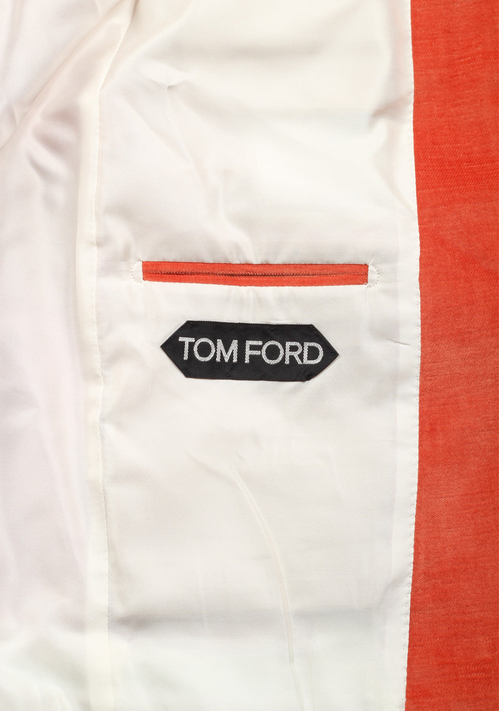 TOM FORD Shelton Orange Velvet Suit Size 48 / 38R U.S. In Cotton Linen