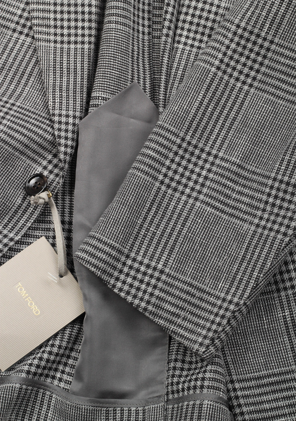 TOM FORD Shelton Checked Gray Suit Size 50 / 40R U.S. In Wool Linen Silk