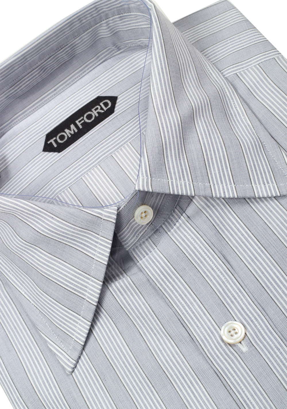 TOM FORD Striped Gray High Collar Dress Shirt Size 40 / 15,75 U.S.