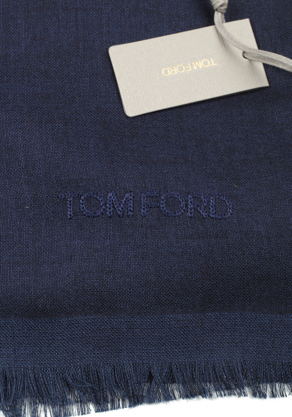 Tom Ford Blue Cashmere Silk Signature Scarf 75" / 30"