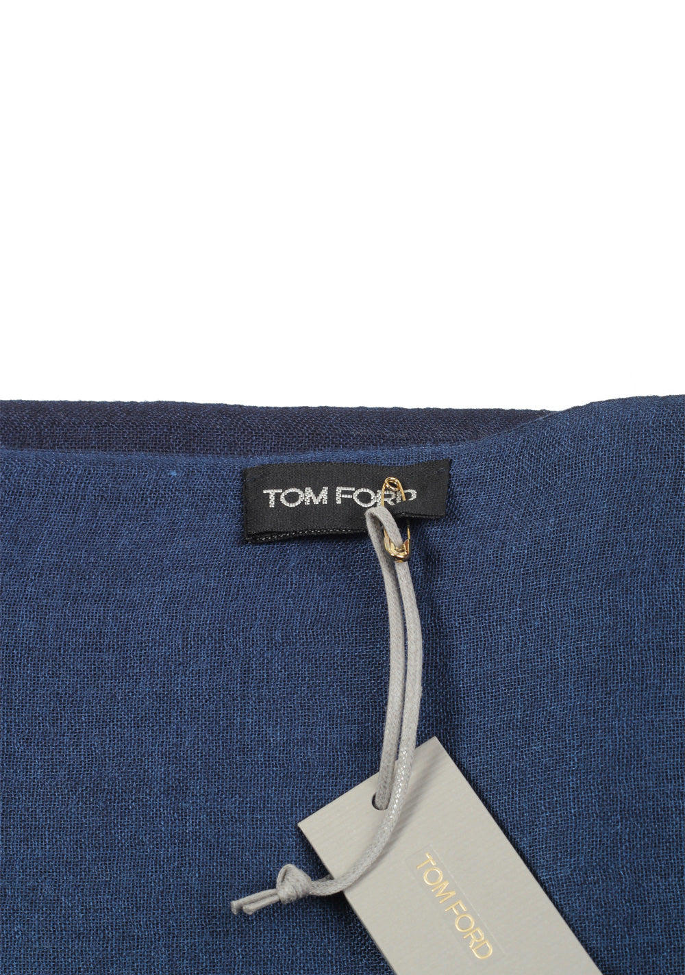 Tom Ford Blue Cashmere Silk Signature Scarf 75" / 30"