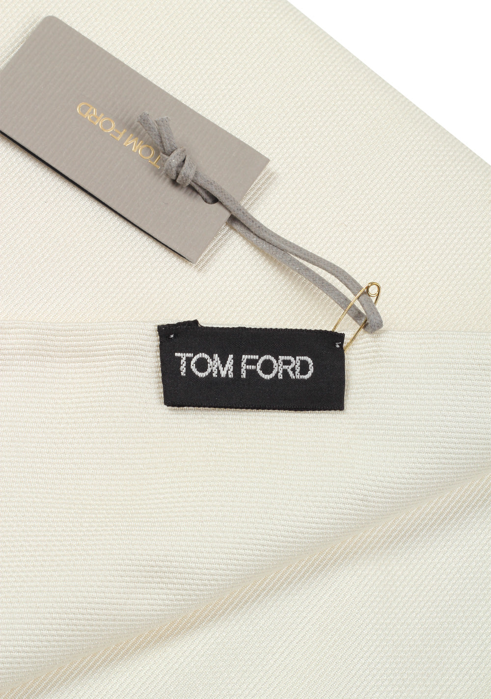 Tom Ford Ivory Silk Signature Scarf 60" / 14"