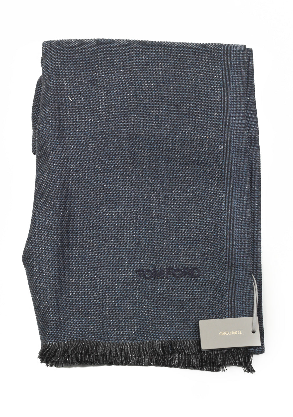 Tom Ford Blueish Gray Silk Signature Scarf 70" / 22"