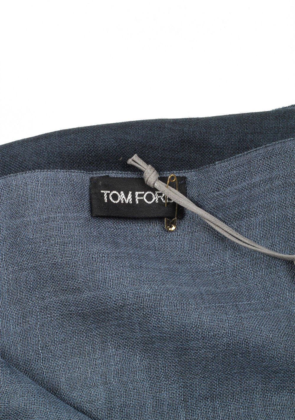 Tom Ford Blueish Gray Cashmere Silk Signature Scarf 75" / 24"