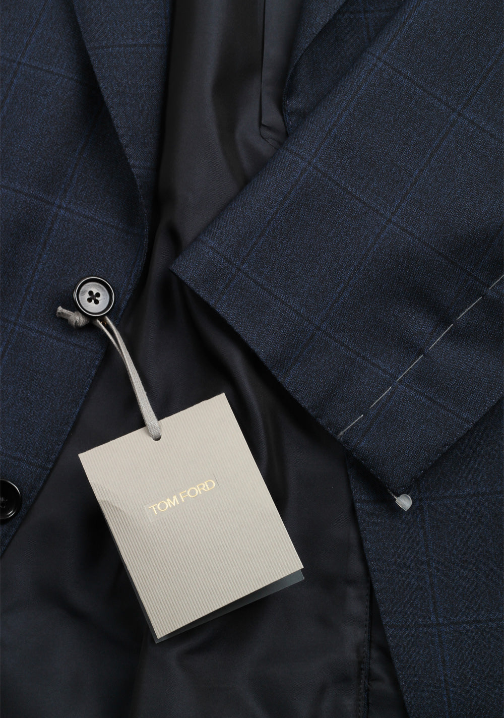 TOM FORD Shelton Blue Checked Suit Size 52 / 42R U.S. In Wool