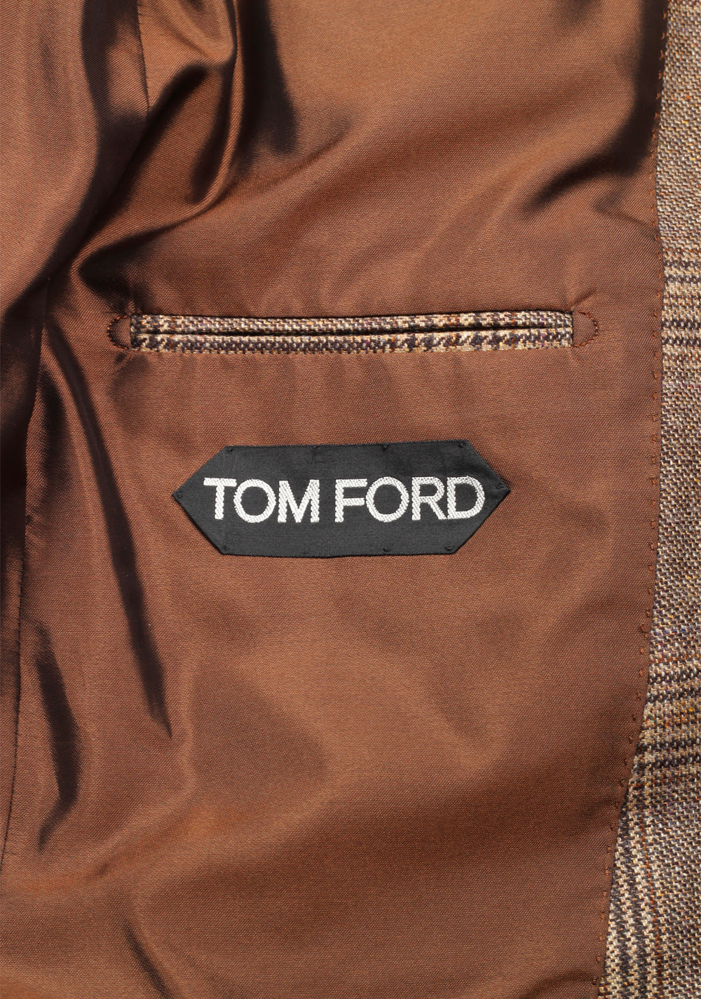 TOM FORD O'Connor Checked Brown Sport Coat Size 46 / 36R In Wool Silk