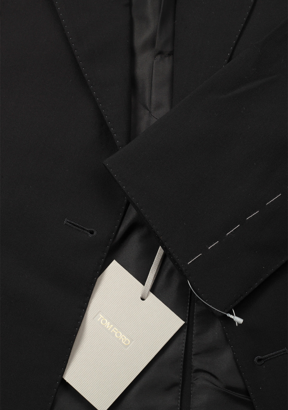 TOM FORD Shelton Double Breasted Solid Black Suit Size 46 / 36R U.S.