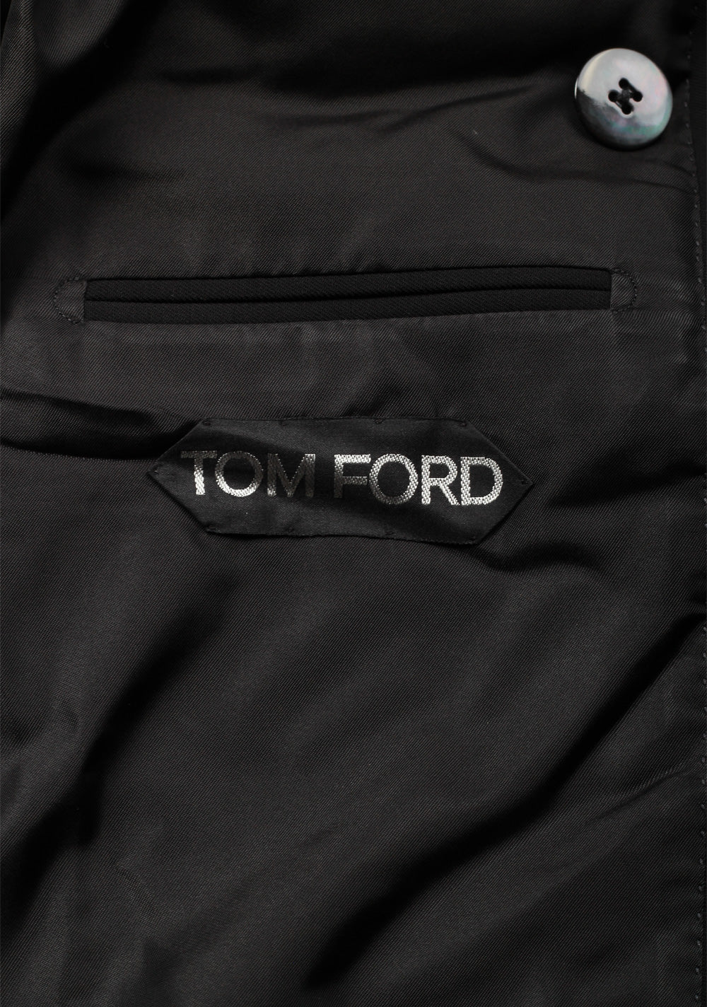 TOM FORD Shelton Double Breasted Solid Black Suit Size 46 / 36R U.S.