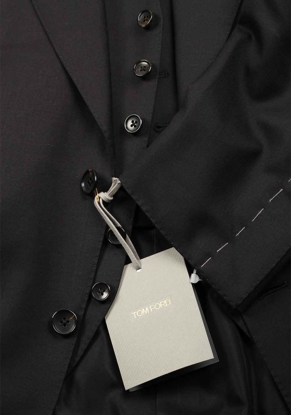 TOM FORD Windsor Black 3 Piece Suit Size 52 / 42R U.S. Wool