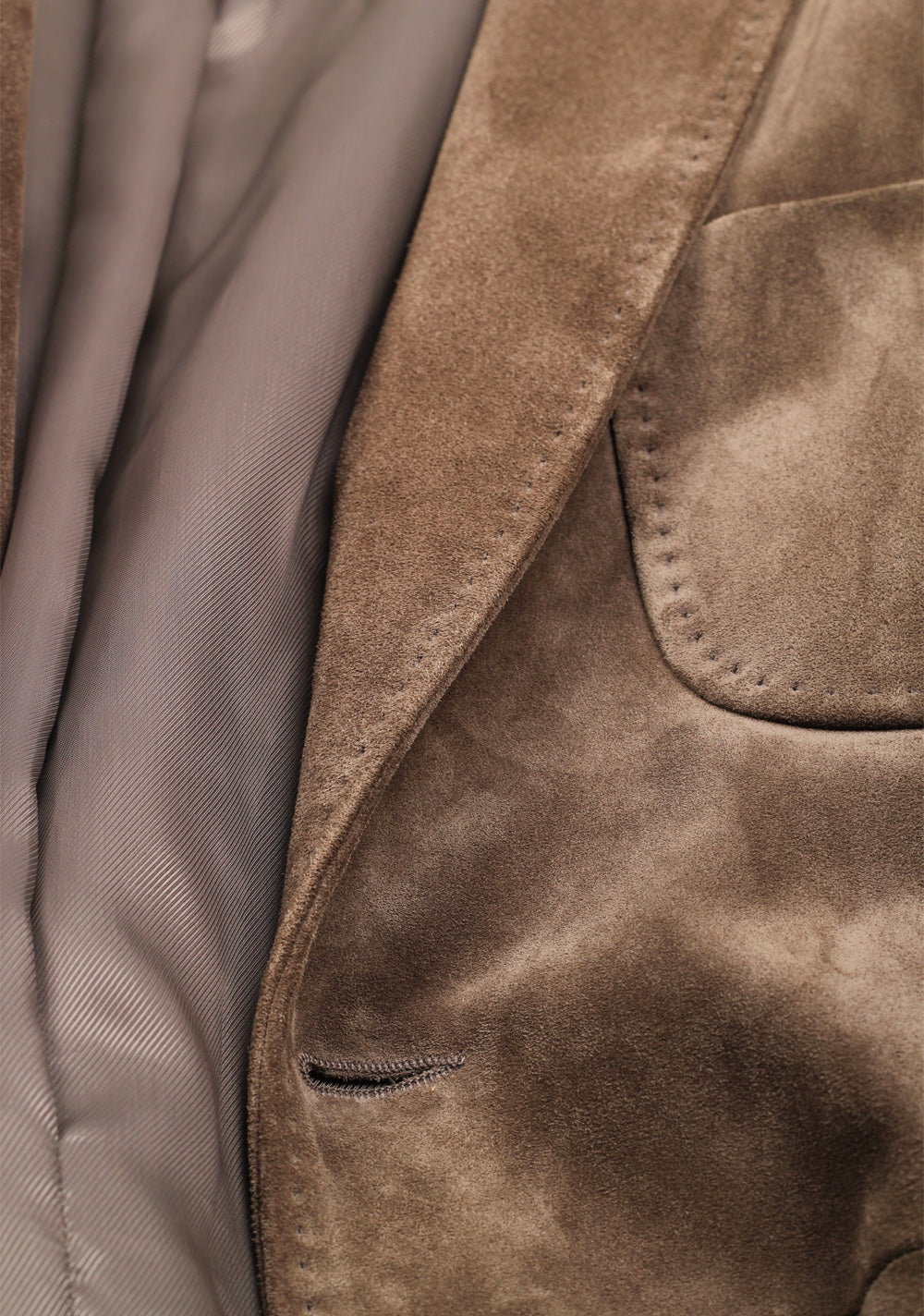 Brioni Grayish Brown Suede Sport Coat In Calf Leather