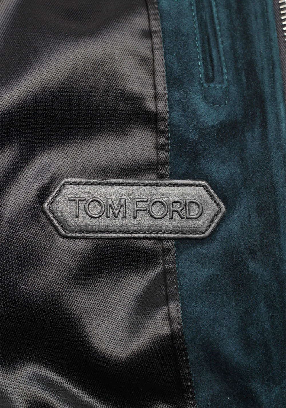 TOM FORD Teal Leather Suede Jacket Coat Size 50 / 40R U.S. Outerwear