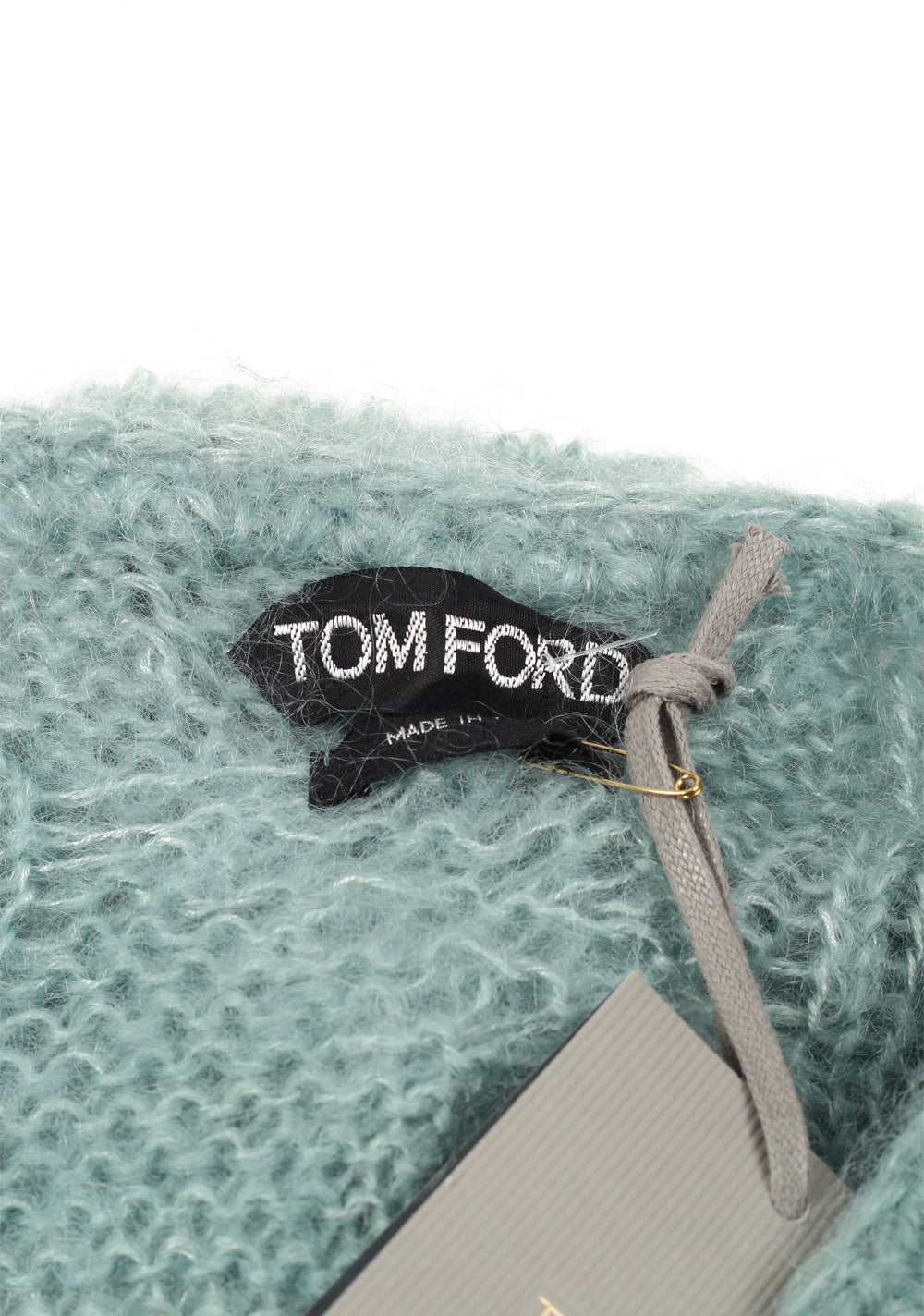 TOM FORD Teal Crew Neck Cable Sweater