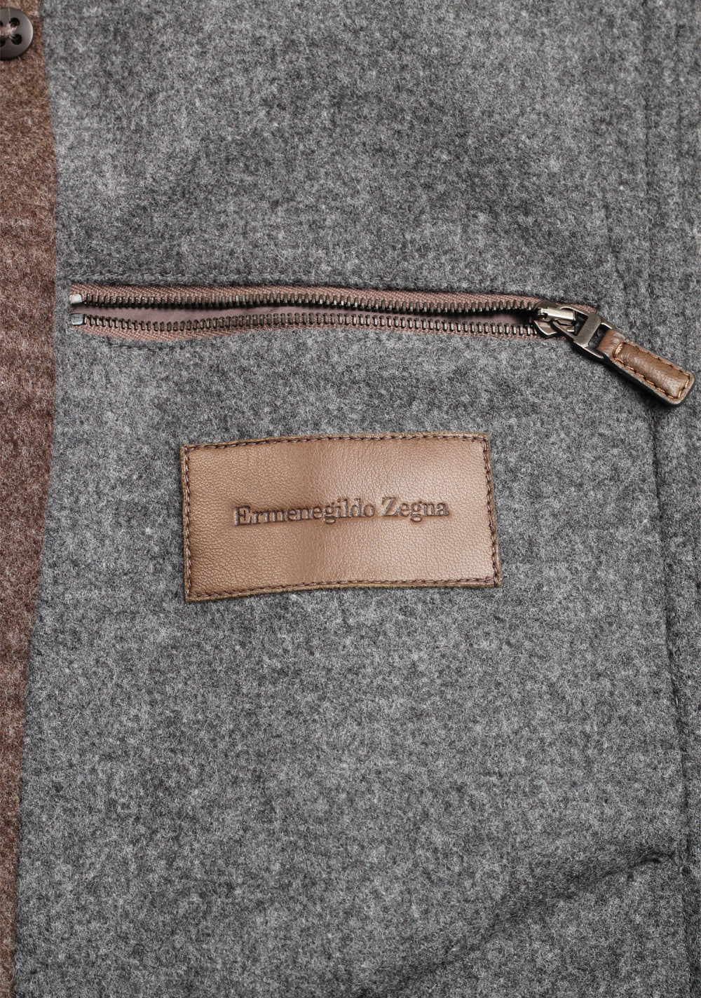 Ermenegildo Zegna Brown Checked Pea Coat Size 50 / 40R U.S.