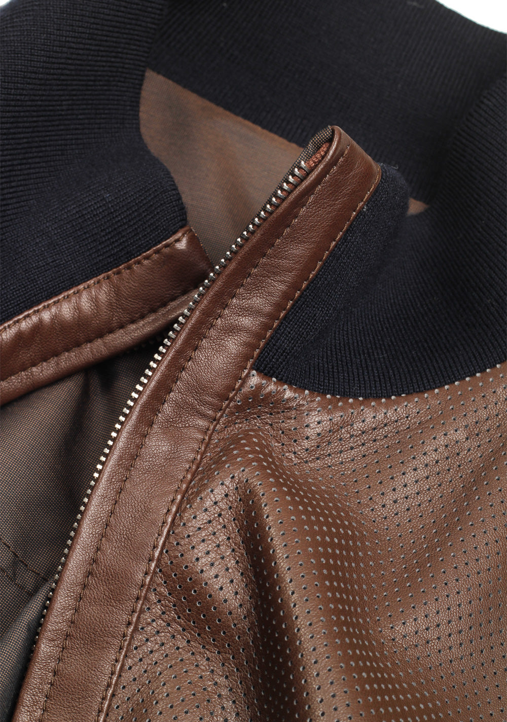 Ermenegildo Zegna Brown Reversible Bomber Leather Coat Size 52 / 42R U.S.
