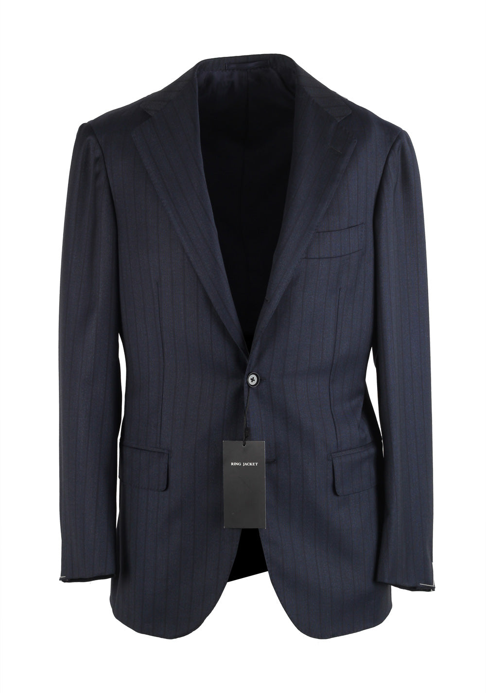 Ring Jacket Blue Striped Suit Size 44 / 34R U.S.
