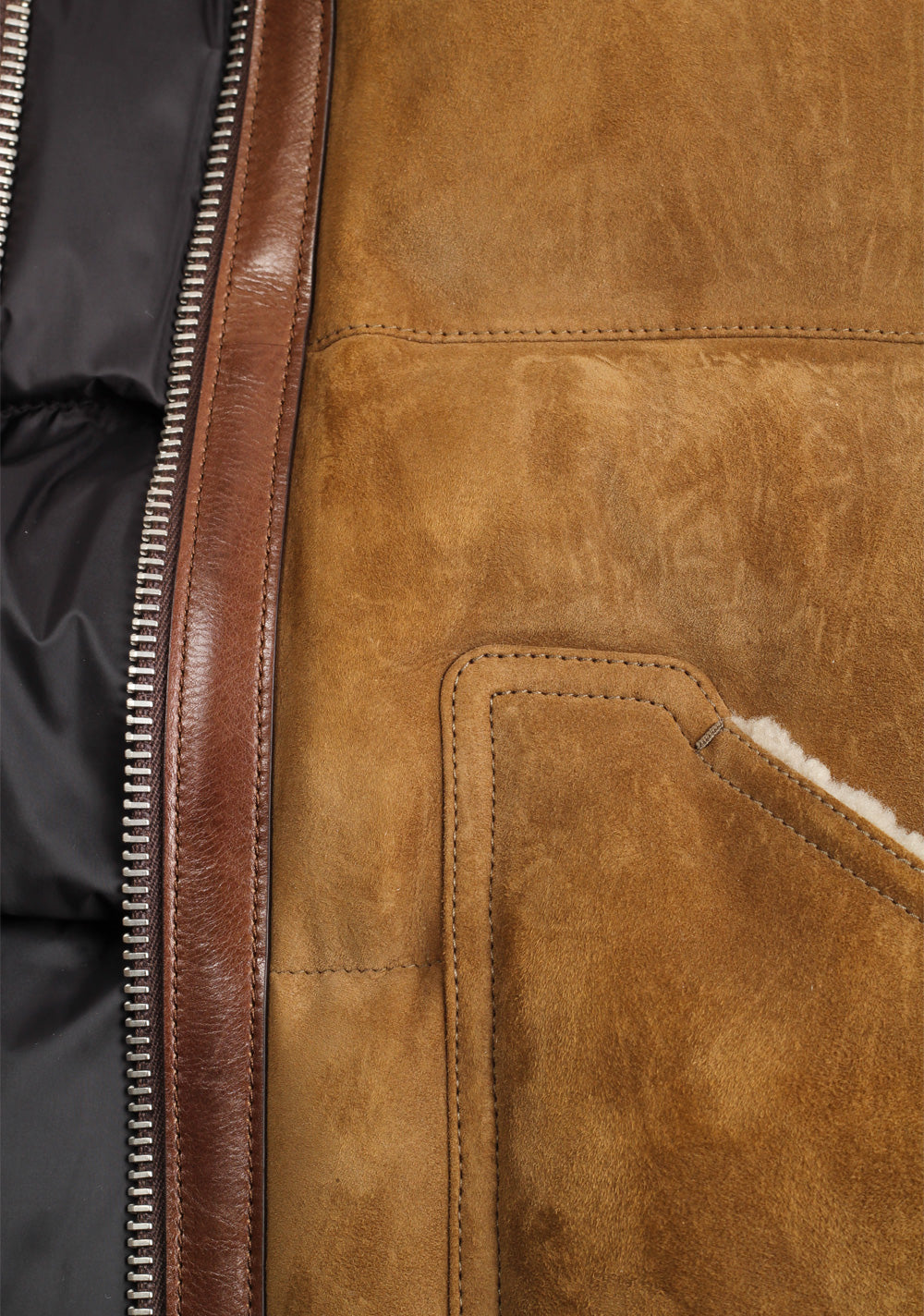 TOM FORD Brown Shearling Quilted Lamb Suede Gilet Size 50 / 40R U.S.