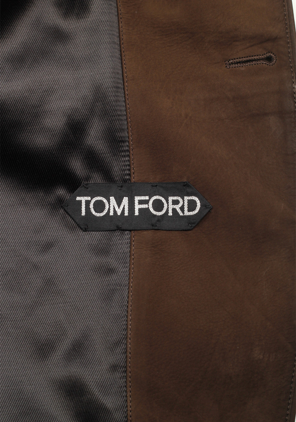 TOM FORD Brown Cashmere Sartorial Leather Suede Jacket Coat Size 48 / 38R U.S.